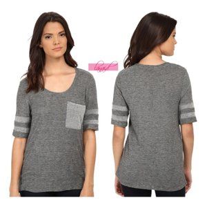 Michael Stars Melange Sweater Knit Jersey Sporty Baseball Raglan Heather Blouse